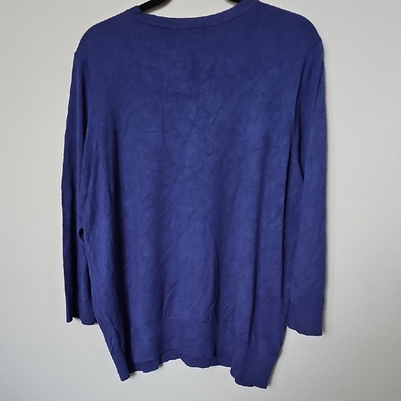 Halogen Plus Size Classic 1X Twee Blue Button-Up Cardigan Sweater - Picture 6 of 6